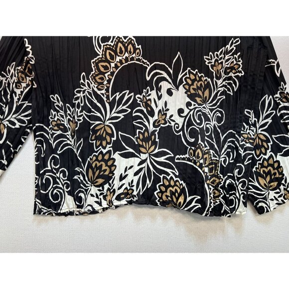 Lane Bryant Button Front Blouse Womens 26/28 Black Floral Top Flared Sleeves Y2K - Picture 11 of 11
